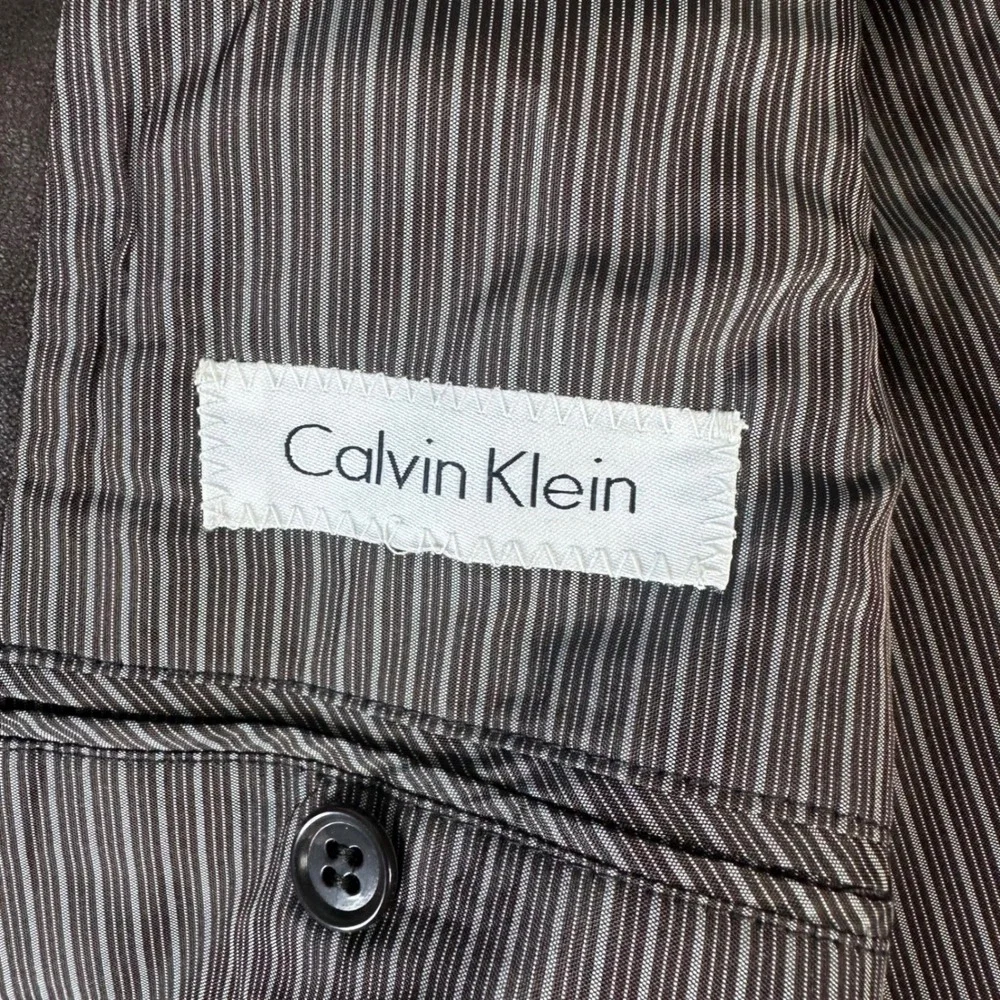 Calvin Klein Mens Brown Faux Leather Blazer,SportCoat Jacket 42L